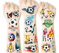 Shein 12 hojas de tatuajes temporales de fútbol, pegatinas impermeables con diseño de balón de fútbol para fans de fútbol, fiestas, regalos de cumpleaños y