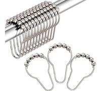 Shein 12 piezas de anillos para cortina de ducha con forma de calabaza, con bolas de metal enlazadas con 5 cuentas como accesorios de baño y decoración del