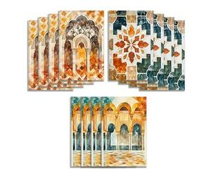Shein 12 piezas de cuadernos mini de 3.2x5 pulgadas, diarios de bolsillo con estampado de mosaico de arco oriental en acuarela, bloc de notas pequeño ligero