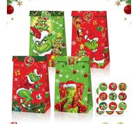 Shein 12 piezas de pegatinas de bolsas de regalo con temática navideña de , bolsas de almacenamiento, decoración adecuada para fiestas navideñas, cumpleaños