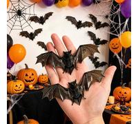 Shein 12 piezas de pegatinas de murciélagos realistas, calcomanías de pared 3D para decoración de Halloween, adecuadas para DIY, bar, restaurante, ventana,