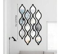 Shein 12 piezas Decoración de pared con espejo en forma de lágrima, marco de acrílico dorado & negro, espejo decorativo con diseño de lágrima, estilo bohemi