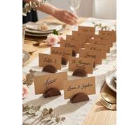 Shein 12 piezas elegantes soportes de madera para números de mesa, soportes semicirculares para tarjetas de lugar para decoraciones de mesa de boda, fiesta