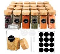 Shein 12 piezas Juego de frascos de especias para cocina, Saleros y pimenteros de vidrio de 120ml, Recipientes de sal ovalados y cuadrados, Tarros de condim