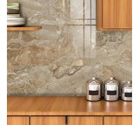 Shein 12 piezas Pegatinas de azulejos de pared de mármol marrón, PVC brillante autoadhesivo impermeable, 3.94/5.91/7.87/11.81 pulgadas cuadradas, adecuadas