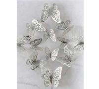 Shein 12 piezas Pegatinas de pared de mariposas 3D huecas, adecuadas para decoración de pasteles, decoración de bodas, decoración de salas de estar, fiestas