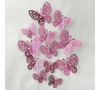 Shein 12 piezas Pegatinas de pared de mariposas 3D huecas, pegatinas de mariposas de papel rosa para decoración del hogar, pegatinas, vinilos decorativos pa