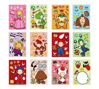 Shein 12 piezas Pegatinas de rompecabezas de cambio de cara de juego de dibujos animados, pegatinas creativas, accesorios de tienda de juegos hechos a mano