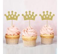 Shein 12 unidades de Coronas de papel doradas para decorar pasteles, para Navidad