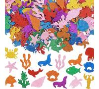 Shein 120 piezas de pegatinas de espuma con forma de animales marinos con polvo dorado, autoadhesivas, manualidades para fiestas papelería libro de sticker