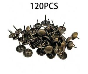 Shein 120 piezas/paquete Clavos tapiceros antiguos de 11x17mm, tachuelas de decoración vintage para sillones, muebles, sofás, camas, puertas