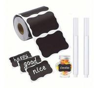 Shein 120 piezas/rollo de etiquetas negras impermeables reutilizables de pizarra para decoración de fiestas, habitación de manualidades, bodas, almacenamien
