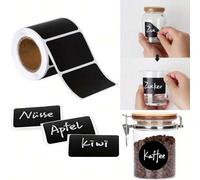 Shein 120 piezas/Rollo Etiquetas negras para pizarra impermeables, reutilizables para decoración de fiestas, habitación de manualidades, bodas, almacenamien