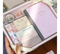 Shein 122 piezas Caja de regalo de material para Bullet Journal estilo rosa A6 que incluye cuaderno, papel, pegatinas, cinta, en un estilo lindo y minimalis