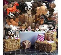 Shein 125 piezas Conjunto de arco de globos con forma de caballo, que incluye globos de lámina de caballo negro y marrón, adecuado para decoración de fiesta