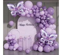 Shein 126 globos de látex morados con diseño de mariposa, adecuados para cumpleaños, bodas, regalos de novio, graduaciones, aniversarios, bautizos, eventos