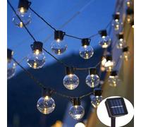 Shein 12m Luces de cadena alimentadas por energía solar con bombillas de globo, guirnalda de luces de hadas solares para exteriores, adecuadas para jardín,