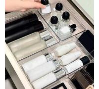 Shein 12pcs/10pcs/8pcs/4pcs/1 pieza Organizadores de cajón de escritorio de plástico transparente, Juego de organizadores de cajón, Caja de almacenamiento d