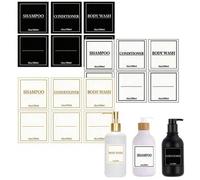Shein 12pcs/Set Pegatinas para Dispensador de Jabón de Baño, Etiquetas para Botellas de Loción & Limpieza, Etiquetas para Champú & Acondicionador