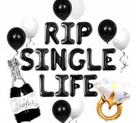 Shein 13/35 piezas Conjunto de globos de decoración para fiesta gótica de soltero, incluye globo de lámina de 16 pulgadas negro " Single Life", botella negr