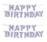 Shein 13 piezas/26 piezas Pancarta y cartel de feliz cumpleaños con tema musical mágico rosa y morado, decoraciones para fiesta de cumpleaños de niña con te