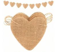 Shein 13 piezas de 3.5m de banderines de arpillera con forma de corazón reutilizables, guirnalda de arpillera estilo rústico para boda DIY, bandera de lino