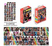 Shein 132 piezas Colección de tarjetas KATSEYE holográficas de estrellas, pegatinas, tarjetas LOMO flash de doble cara, set con caja