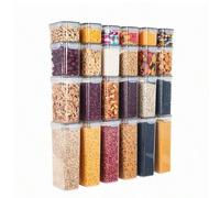 Shein 14/30/48/72PCS Contenedores herméticos para almacenar alimentos con TAPAS y pegatinas, organización y almacenamiento de despensa de cocina, frascos de