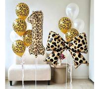 Shein 14 piezas Conjunto de globos con número de 40 pulgadas con estampado de leopardo, globo de arco grande de lámina, globos de látex con estampado de leo
