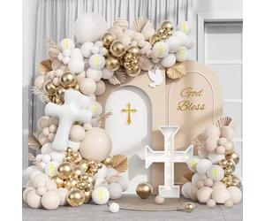 Shein 146 piezas Decoraciones de fiesta con tema de , kit de globos en colores blanco, arena, dorado, mate, neutro y nude para arco de decoración de Primera
