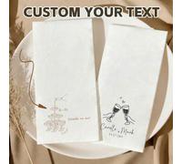 Shein 15-100 piezas Servilletas de boda personalizadas, servilletas de cóctel personalizadas con textura de lino, impresión clara, perfectas para fiestas de