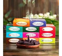 Shein 15 piezas/Caja Nuevos conos de incienso de lujo - Vainilla, Jazmín, Salvia, Incienso, Fresa, Meditación, Sangre de Dragón, Lavanda, Adecuado para perf