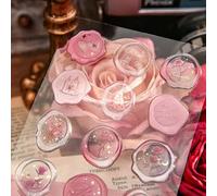 Shein 15 piezas de pegatinas de cera con sello de oro 3D en relieve con forma de rosa, pegatinas de sello de cera vintage, adecuadas para manualidades de sc