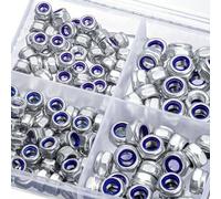 Shein 150PCS/175PCS/220PCS Tuercas de acero inoxidable M4/M5/M6 con nylon antideslizante y autobloqueo, tapas de tornillo hexagonales para construcción, man