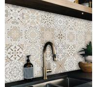 Shein 16 piezas de adhesivos de azulejos autoadhesivos, con elegantes patrones florales, pegatinas de pared adhesivas, papel tapiz, adecuadas para cocina, s