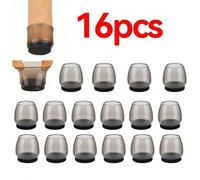 Shein 16 piezas de protectores de patas de silla de silicona con tapas antideslizantes de fieltro y apariencia de metal pulido. Estas cubiertas resistentes