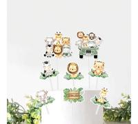 Shein 16 Piezas Decoración para Tarta, Decoraciones para Cupcakes con Animales de la Selva, Decoración de Fiesta de Cumpleaños con Temática de la Selva, Dec