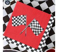 Shein 16 piezas Servilletas con bandera de carreras, adecuadas para decoración de fiestas temáticas de carreras para bebés, fiesta de primer cumpleaños para