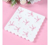 Shein 16 piezas Servilletas de papel con lazo rosa, Servilletas desechables con lazo rosa para cóctel, adecuadas para banquetes, bodas, fiestas de cumpleaño