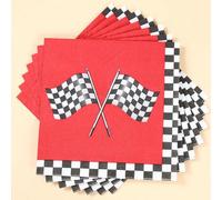 Shein 16 piezas Servilletas de papel desechables con patrón de bandera de carreras, papel de seda a cuadros blanco y negro, servilletas para fiesta de cumpl