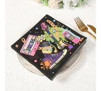 Shein 16 piezas Servilletas de papel desechables con tema de rock de los 90, servilletas decorativas con estilo retro de rock de los 90 para fiesta de cumpl