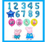 Shein 17 piezas Conjunto de decoración de globos para fiesta de cumpleaños infantil con tema de Peppa Pig, que incluye globos con forma de Peppa y George, g