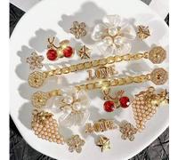 Shein 18 piezas de dijes de zapato elegantes y de moda - Accesorios DIY fáciles de instalar y removibles para zapatos de Mary Janes, zapatos de jardín, zuec