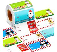 Shein 180 piezas/rollo Pegatinas navideñas 4 patrones Papá Noel Reno Muñeco de nieve Caja de regalo Pegatinas autoadhesivas de garabatos Pegatinas de decora