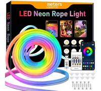 Shein 1m/2m/3m/4m/5m Tira de luz de neón RGB con función de sincronización de música, tira de luces LED flexible y resistente al agua con control remoto Blu