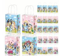 Shein 1set/12pcs Caja de Dulces Tema Perro Bluey Bolsa de Regalo Caja Portátil Para Suministros de Fiesta de Cumpleaños, Bolsas de Regalo de Cumpleaños Perf