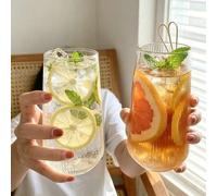 Shein 2*1 Tazas de vidrio, adecuadas para café, té helado y bebidas de verano. Perfectas para regalos de vacaciones, artículos esenciales de verano y bebida