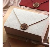 Shein 2/10/16/32/64 piezas Juego de sobres y cartas de lino de lujo con sello de cera, autosellante, material de papel, adecuado para regalos DIY, fiesta de