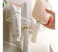 Shein 2/3/4/8 piezas Soporte de plástico acrílico para peine de baño, estante de almacenamiento montado en la pared sin taladro, material transparente, pued
