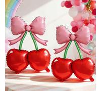 Shein 2/3/5 piezas Globos con forma de mariposa y cereza mate, adecuados para fiesta de cumpleaños, baby shower, fiesta de frutas, decoración de eventos